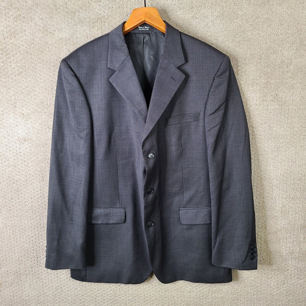 Andrew‎ Fezza Jacket Mens 44L Gray Blazer Worsted Wool Three Button Suit Coat